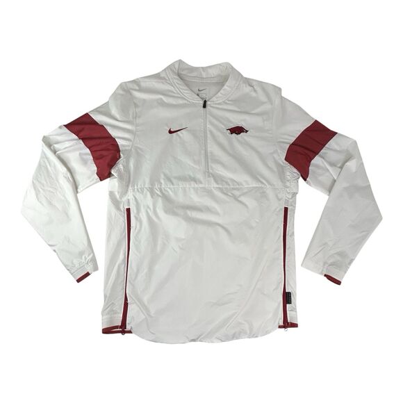 Arkansas Razorbacks Nike Jacket Mens S Windbreaker 1/4 Zip White On-Field - Picture 3 of 16
